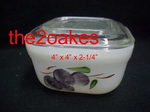 Fire King FRUIT Anchor Hocking Refrigerator Jar Bowl Dish Glass Lid Grapes peach - Picture 1 of 6