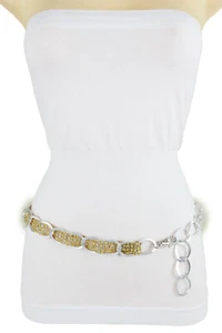 Women Silver Metal Chain Thick Links Bling Good Looking Sexy Gold Belt XL XXL - Picture 1 of 12