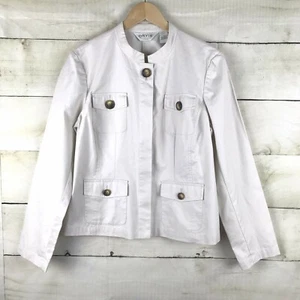 Orvis Women's Long Sleeve 100% Cotton Button Down Blazer 12 Jacket Solid Cream - Picture 1 of 4