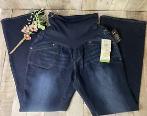 Jeans premaman nuovi Oh Baby by Motherhood Secret pancia lavaggio scuro gamba larga taglia L - Foto 1 di 11