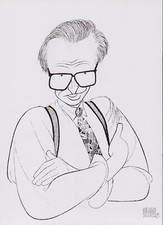 AL HIRSCHFELD Caricature Signed In Plate "Larry King" offset art print 