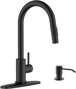 APPASO Black Kitchen Faucet with Soap Dispenser, Matte Black Kitchen Faucet with - Picture 1 of 12