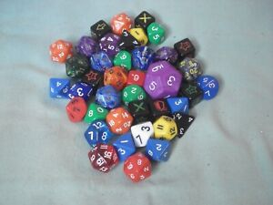 Lot of 40 Polyhedral Dice, 4, 6, 8, 10, 12, 20 sided, Great Shape!