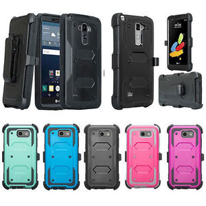 For LG Phone Models Rugged Holster[Built-in Screen Protector]Case w/Kickstand