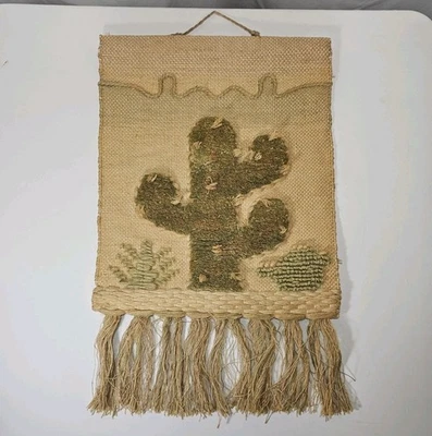 Tapiz de cactus 3D texturizado de yute tejido Southwest vintage 1986 ICA colgante de pared  Foto 1 de 4