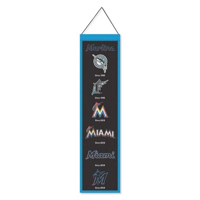 Miami Marlins Evolution 8x32 Inch Vertical Wool Embroidered Hanging Banner - Image 1 of 4