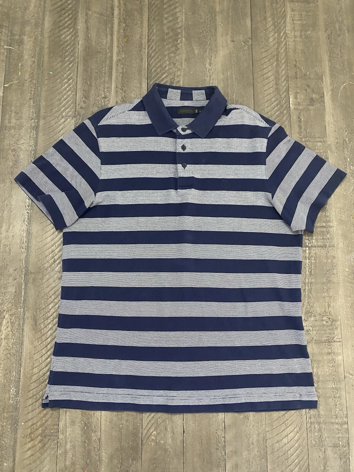 Z Zegna Camiseta Polo Camiseta Talla Grande Raya Hombre’s Azul *Leer Foto 1 de 4