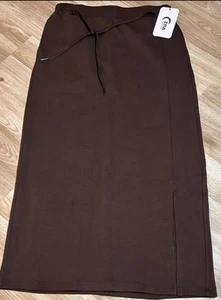 Nwt Zyia Active Brown Slit Long Skirt Elastic Waist Stretch Athletic Size XL - Picture 1 of 5