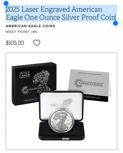 Moneda de prueba de plata American Eagle 2025 grabada con láser de una onza - EN MANO (4) - Imagen 1 de 1