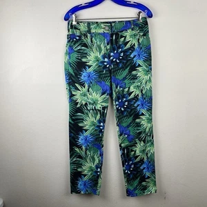 Chico’s 1 Mujer’s Negro Verde Tropical Floral Elastizado Pantalones Bolsillos Ligeros - Imagen 1 de 10