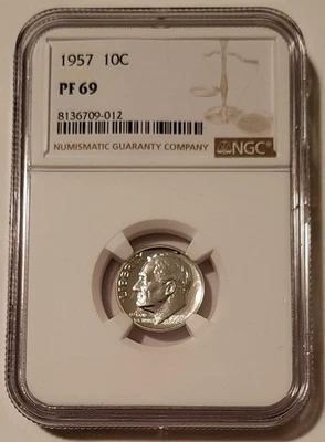 1957 Roosevelt Dime Proof PF69 NGC - Image 1 of 2