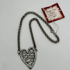 Ganz From the Heart Pendant Necklace Silver Tone Heart Open Work 16" NEW - Picture 1 of 7