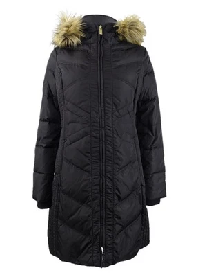 Abrigo acolchado con capucha Jones New York para mujer (XXS, negro) Foto 1 de 3