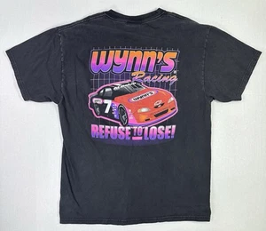 Vintage Wynn’s Racing NASCAR T-Shirt Refuse To Lose Car Graphic Hanes Beefy-T L - Picture 1 of 6