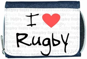 I Love Heart Rugby Denim Wallet - Picture 1 of 1