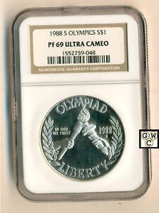 1988 S Olympics  S  $1 NGC Graded PF 69  Ultra Cameo (OOAK)