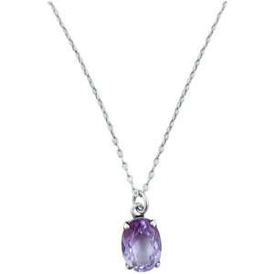 Beautiful vintage oval-cut amethyst drop necklace on sterling silver chain - Picture 1 of 9