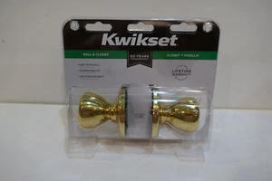 Kwikset Hall & Closet Door Knobs (92001-280) - New in Package Brass Finish NEW - Imagen 1 de 2