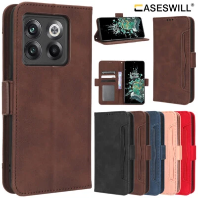 For OnePlus 10T 5G Retro Flip Leather Card Holder Wallet Case + Screen Protector - Image 1 of 4