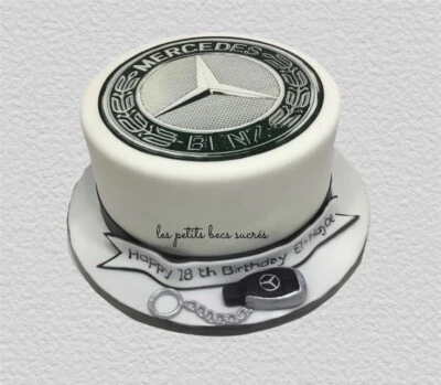 MARKENLOS Essbar Mercedes Auto Car Zuckermasse Tortenaufleger Torte Tortenbild Fondant