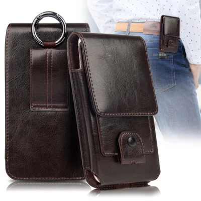 Vertical Genuine Leather Case Belt Clip Holster Carrying Pouch Sleeve Card Slots - Image 1 of 4