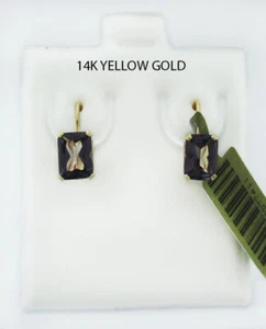 LAB LEXANDRITE 2.18 Cts DANGLING EARRINGS 14K GOLD ** Lever Backs NEW WITH TAG * - Picture 1 of 3