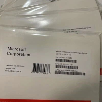 Microsoft Windows Server 2022 Datacenter 16 Core + 50 CALs nue Fabrik versiegelt - Bild 1 von 3