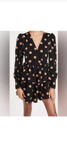 En Saison Black and Orange Dot Print Mini Dress Size Medium - Picture 1 of 6