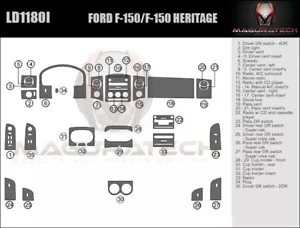 Fits Ford F150 2004-2008 With Column Shifter Large Wood Dash Trim Kit - Picture 1 of 3