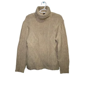 H.I.S. cableknit wool turtleneck sweate womens medium preppy classic academia - Picture 1 of 6