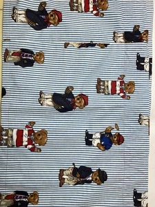Ralph Lauren Polo Teddybär Streifen Fenster Volants Stoff Handarbeit  - Bild 1 von 9