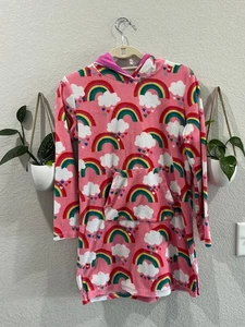 Boden Toweling Swim Terry Cloth Coverup Pink Rainbow Size 11-12y - Picture 1 of 6
