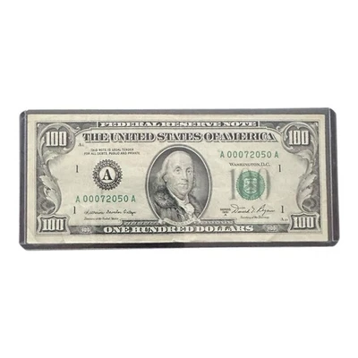 US Currency $100 Dollar Bill Vintage 1981  Low Fancy Serial Number A00072050A - Image 1 of 4