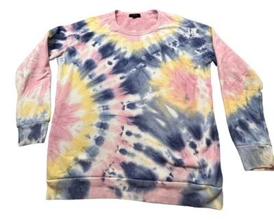 Moderna Sudadera de Lona para Mujer Pequeña Rosa Tie Dye Cuello Redondo Pullover Festival Foto 1 de 4