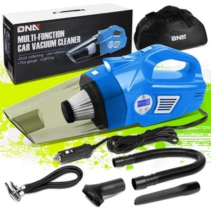 Pompa Compressore Aria Aspirapolvere Portatile 2 in 1 con Cavo per Auto con Luce LED Blu - Foto 1 di 12