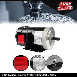 2 HP General Electric Motor 1800 RPM 3 Phase 56C Frame TEFC 230 / 460 Volt New - Picture 1 of 14
