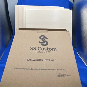 Basswood Sheets for Laser Cutting 12 x 12 inch, 3mm Laser Engraving Blanks, 1/8  - Picture 1 of 6
