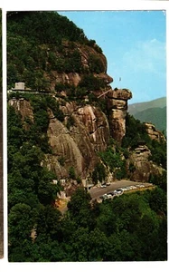 POSTCARD Aerial View of Famous Chimney Rock Western North Carolina Parking Area - Picture 1 of 2
