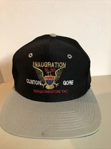 vintage clinton gore 1993 inauguration snapback Hat Black  & Gray adjustable - Picture 1 of 5