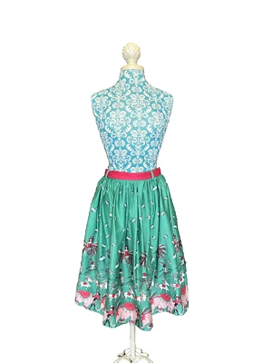 Lindy Bop Retro Casey Verde Circo Columpio Falda Con Faja Corbata Cinturón Foto 1 de 4