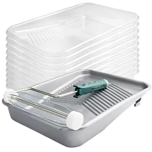 Paint Tray,12 Pack 9 Inch Paint Roller Tray, Disposable Paint Tray with Liner... - Picture 1 of 8