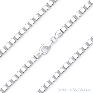 4mm Classic Box Link Italian Chain Bracelet in Solid .925 Italy Sterling Silver - Picture 1 of 2