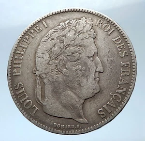 1838 FRANCE King Louis Philippe I French Antique Silver 5 Francs Coin i73917 - Picture 1 of 3