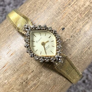 Deauville Women Fashion Diamond Bezel Gold Milanese Oval  Quartz 15mm Watch 7" - Picture 1 of 12