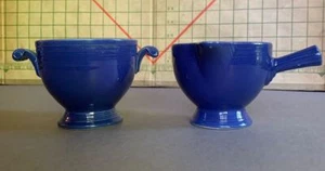vintage Fiesta COBALT Blue Stick Handle Creamer & Sugar **ORIGINAL & MINT** - Picture 1 of 4