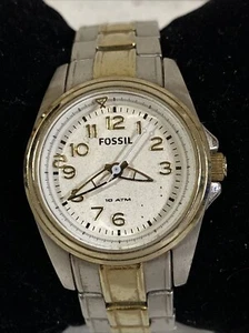 Fossil Womens Watch 29mm Two Tone Case Band Quartz Analog AM4275 Three Hands 6” - Picture 1 of 4