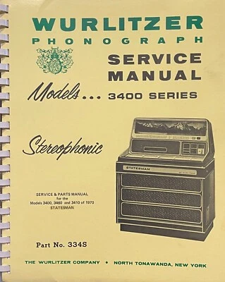*** Servicio de jukebox WURLITZER 3400, manual de solución de problemas de piezas Foto 1 de 4