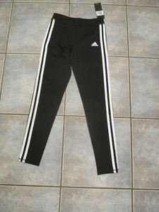 NWT Adidas Track Pants Youth Medium 3 Stripes Athletic Black - Picture 1 of 5