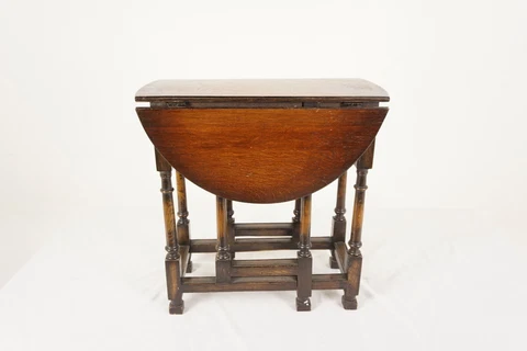 Vintage Oak Gateleg, Drop Leaf Table, End Table, Scotland 1930, H1002 Cover