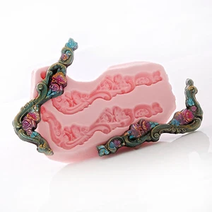Floral Scroll Silicone Mold - Food Safe Fondant Chocolate Resin Clay Mold (768) - Picture 1 of 11